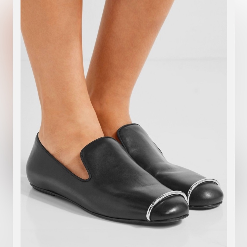 Alexander Wang Black Leather Flats with Polished Finish